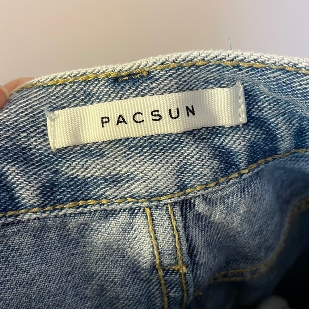 PacSun Distressed High Rise Straight Leg Jeans Button Fly size 23 - Picture 6 of 17